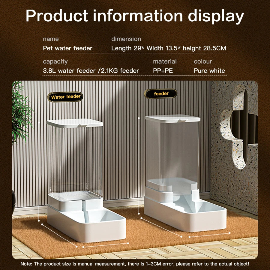 Large Capacity Optional Automatic Cat Feeder & Water Dispenser with Gravity Food Storage Container for Cats and Dogs