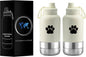 32 Oz Portable Dog Water Bottle & Bowl for Travel- 3 in 1, Stainless Steel, Leak-Proof, Insulated (Curious Cream, 32 Oz)