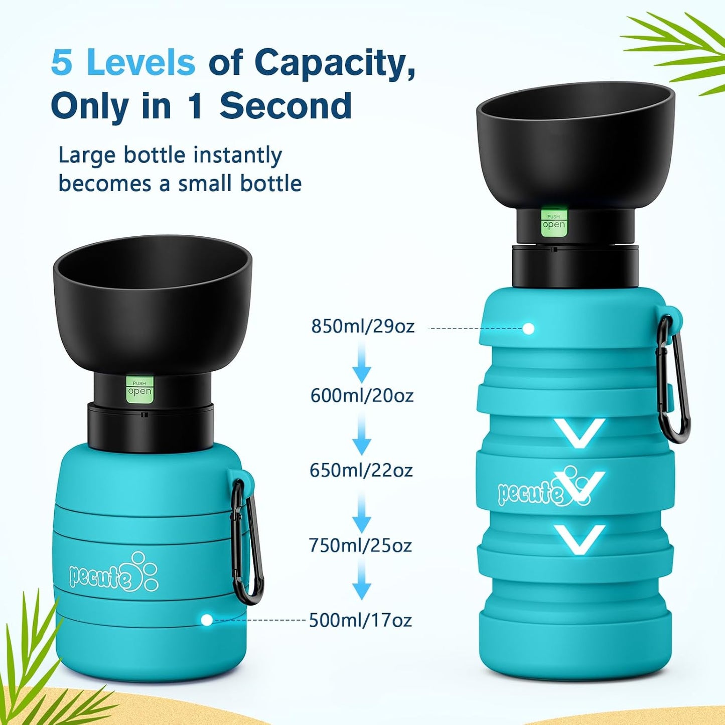 New Improved Creative Pet Water Bottle Sports Squeeze Travel Cup Foldable Portable Dog Water Bottle for Walking