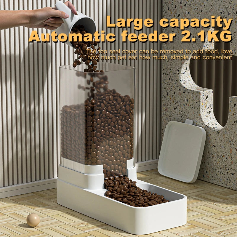 Large Capacity Optional Automatic Cat Feeder & Water Dispenser with Gravity Food Storage Container for Cats and Dogs