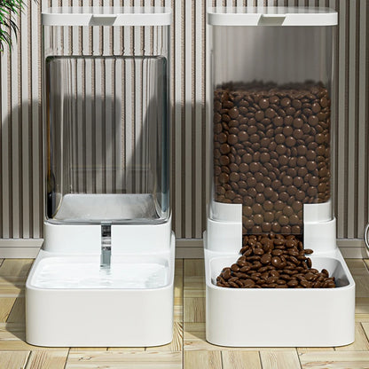 Large Capacity Optional Automatic Cat Feeder & Water Dispenser with Gravity Food Storage Container for Cats and Dogs