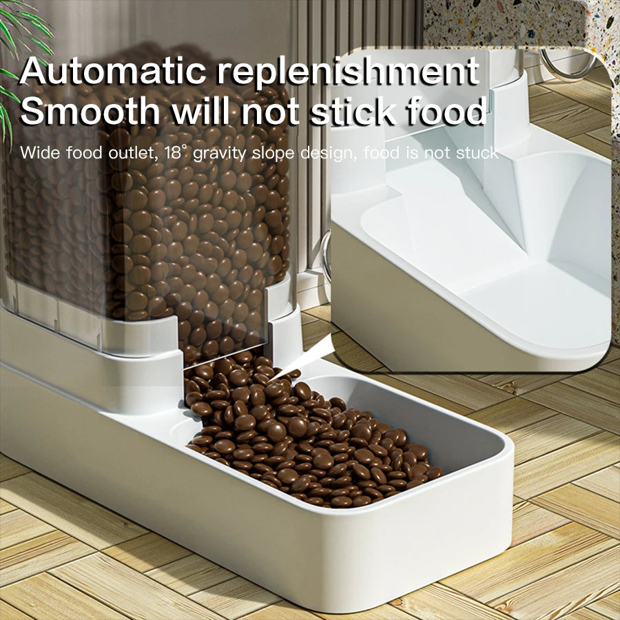 Large Capacity Optional Automatic Cat Feeder & Water Dispenser with Gravity Food Storage Container for Cats and Dogs